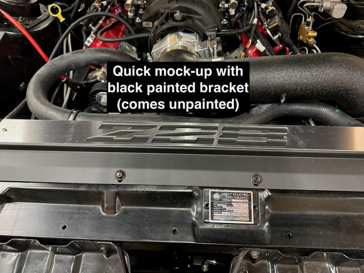 Customized Aluminum Radiator Upper Support Bracket/Shroud - 1982-1992 3rd Gen Camaro / Firebird (Multiple Logo Choices Available)