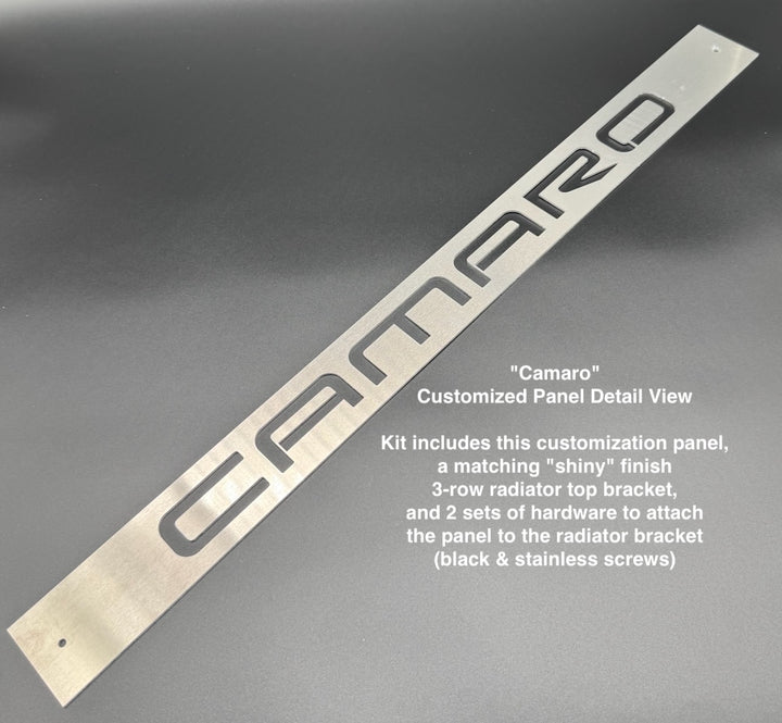 Customized Aluminum Radiator Upper Support Bracket/Shroud - 1982-1992 3rd Gen Camaro / Firebird (Multiple Logo Choices Available)